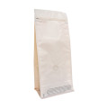 OEM Food Ziplock Kraft Brown Paper Block Bottom Tea -pakkauspussi suunnittelussa