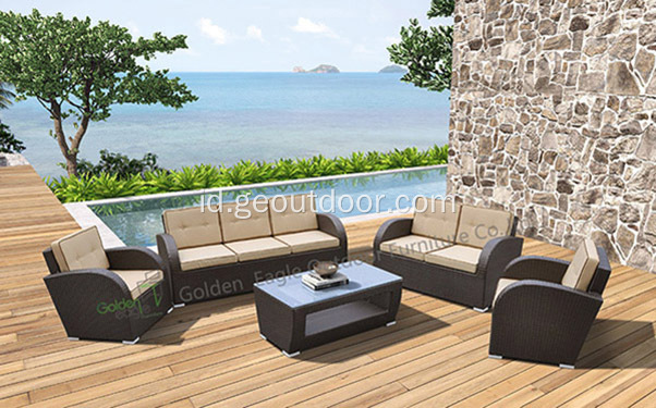 5 pcs Elegant Outdoor Wicker Patio Sofa Taman Furnitures