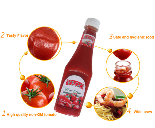 340G PE Ketchup de Tomate de Botella