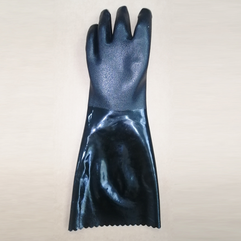 Guantes de trabajo de PVC Black PVC acabado arenoso