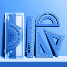 Student Geometry Mathematics Aluminium Alloy Multifunctional 4pcs Geometric Ruler Set