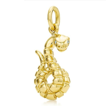 Gold snake pendant jewelry with CZ diamond