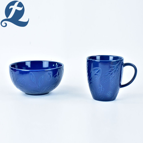 Kleurrijke Home Steengoed Keramische Leaf Relief Cup Set