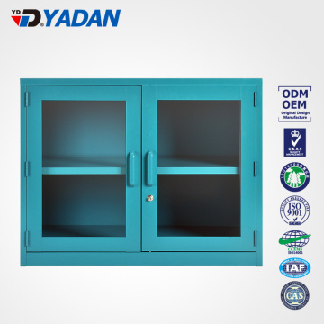 customized two-door cheap steel storage locker cabinet with glass doors