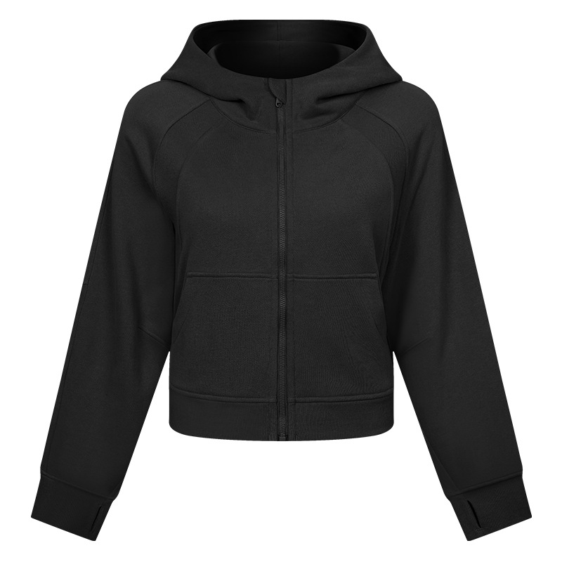 Anti-Falten-Fleece-Fitness-Tops-Jacke mit Daumenloch