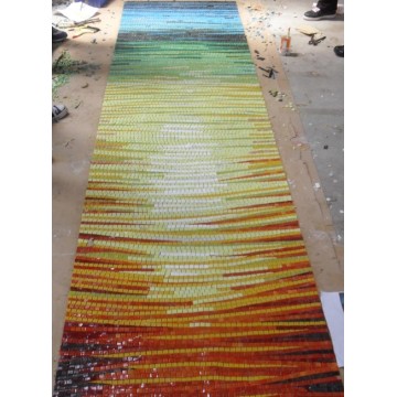 Mosaico de vidrio hecho a mano Sunset Lake Scene Art Mural