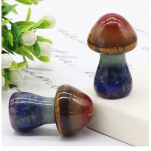 35MM 7 Chakra Stone Mushroom for Home Balancing Meditation Decor Healing Crystal Mushrooms Sculpture Polished Decorations