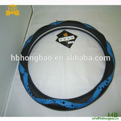 Free sample soft Pu black and blue steering covers for cars