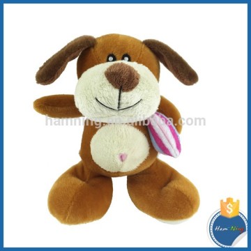 16cm brown white dog plush toys with plush pillow China manufacturer