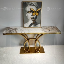 2022 Modern Marble Top Sofa Table with Gold Accents