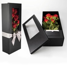Black Gift Boxes with Transparent Windows for Flowers and Chocolates