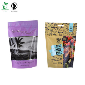 Custom Zipper Stand Up Plastic Biodegradable Food Packaging Pouch Bag With Window