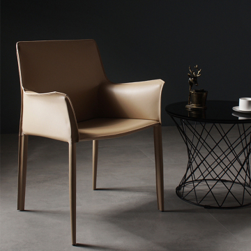 Modern saddle leather chair Italian simple dining chair
