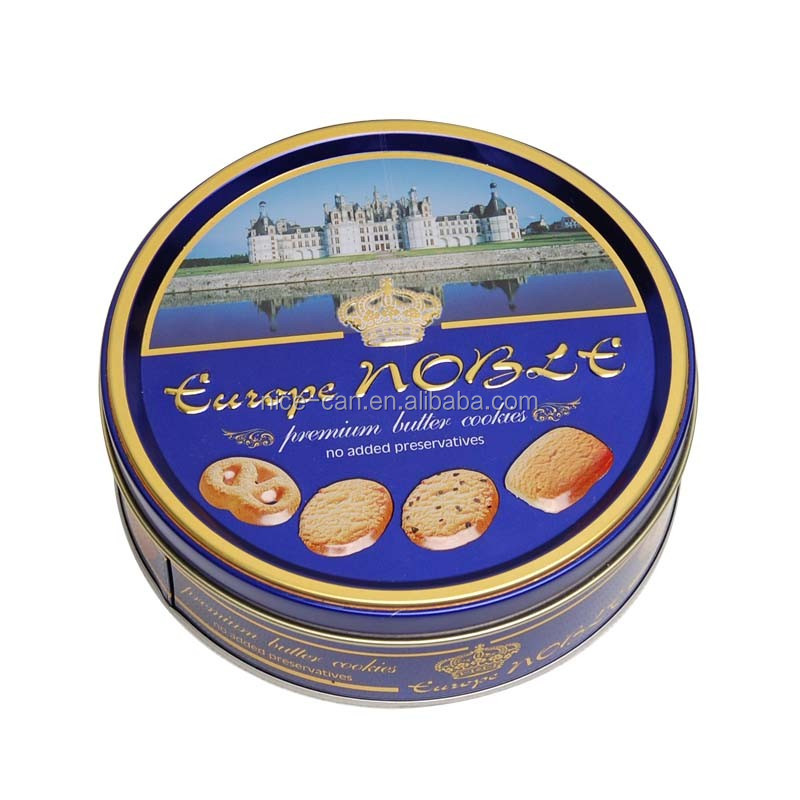 Christmas Holiday Food Grade customize Round Tin Box For Cookies customized round cookie tin can