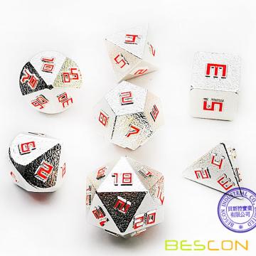 Bescon Silver-Ore Lode Solid Metal Dice Set, Raw Metal Polyhedral D&D RPG 7-Dice Set