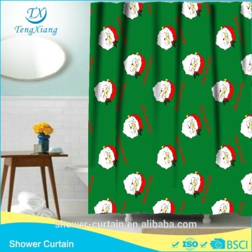 Polyester Hook less Christmas Head Shower Curtains