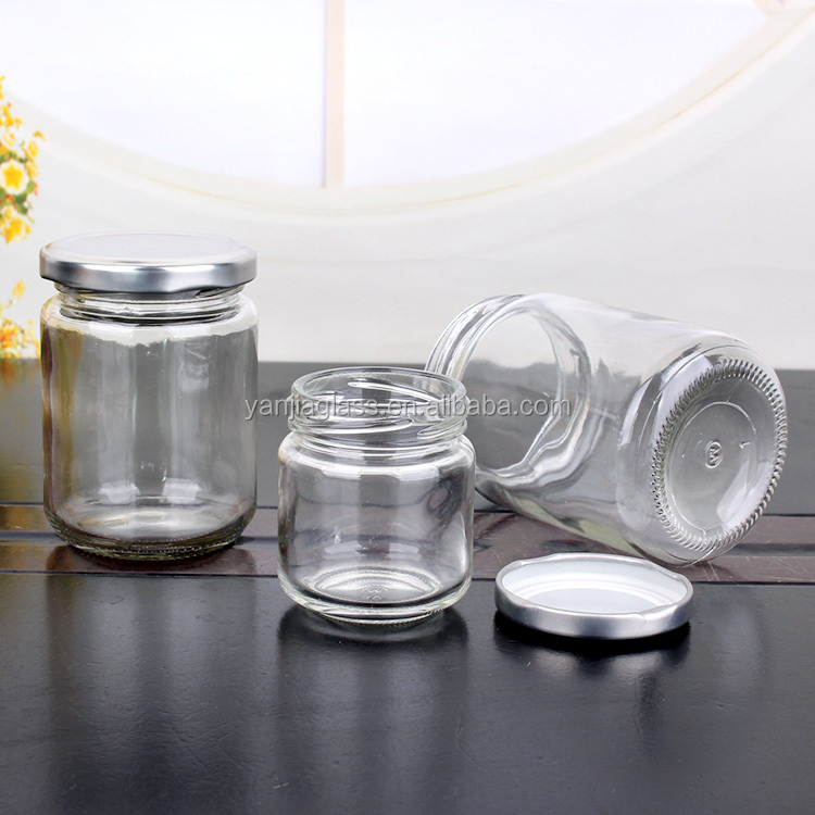 100ml 240ml 350ml 8oz 12oz cylinder glass jar for honey jam with silver twist off tinplate cap