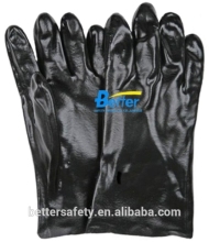 Extra Long Cotton Lined Black PVC Oil and Gas Rigger Gloves Christmas Promotion