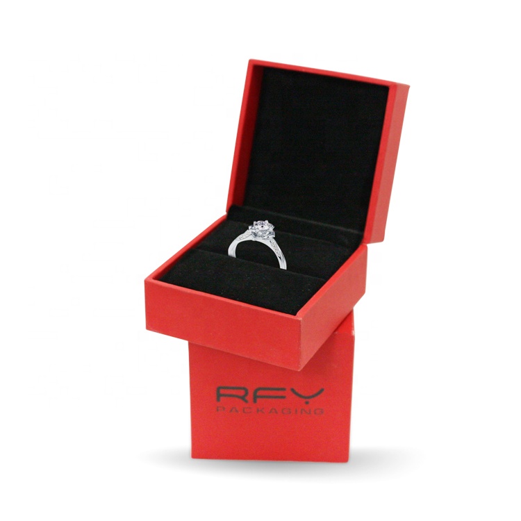 Luxury specialty red coated paper ring necklace packaging luxury custom lid and base cardboard jewelry box