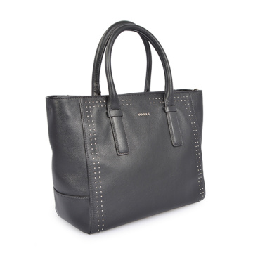 Leather Work Bag For Women Laptop Tote Black