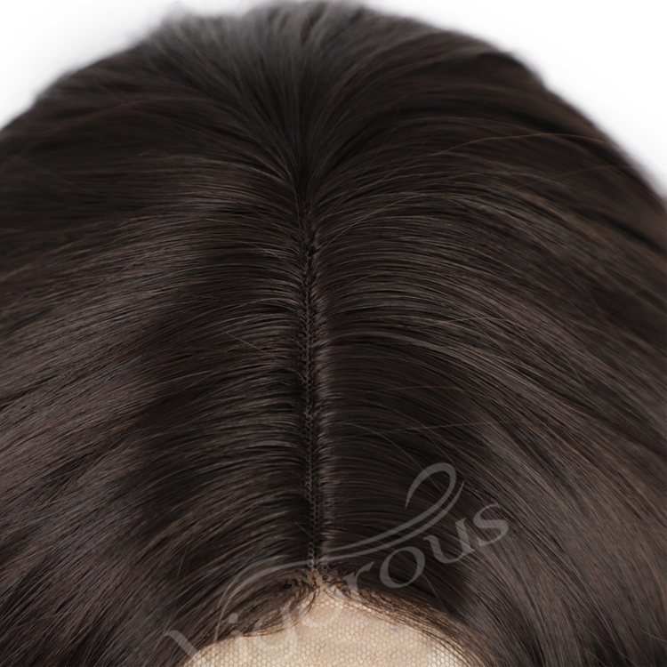 Wholesale High Quality Short Bob Cut Body Wave Brown Small Part Lace Extensions Dropshipping Heat Resistant Synthetic Hair Wigs