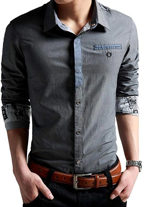 Men's Oxford Casual Shirt Long Sleeve Button Down Dress Shirt Slim Fit