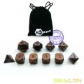 Bescon 10pcs / set conjunto de dados de D &amp; D poliedro de metal sólido de cobre antiguo, juego de rol de rol de metal de cobre antiguo dados 7 + 3 D6s extra &#39;