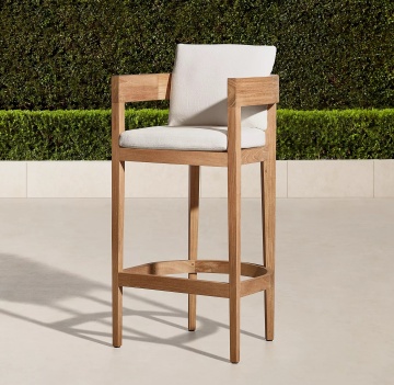 Modern Teak Wood High Bar Stool for Outdoor Leisure