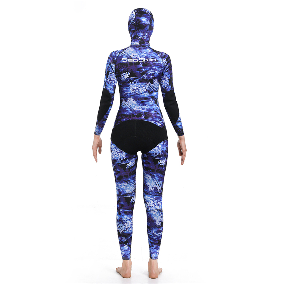 Seaskin Lady Hooded Two Pieces Jacket Camo Wetsuits