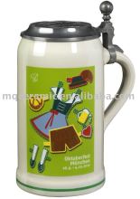 Ceramic beer mug with tinny lid