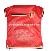 polo shirt foldable bright red oxford drawstring bag