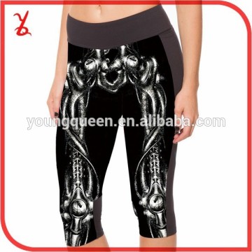 CT12 Women 2015 summer new printing leggings 3/4 black white skeleton pants
