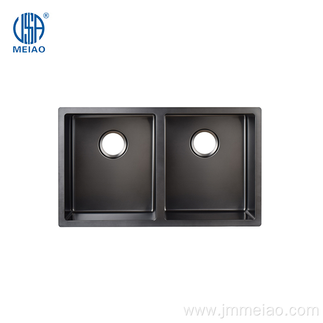 Double Bowl Nano Stainless Steel Black Kitchen Sink