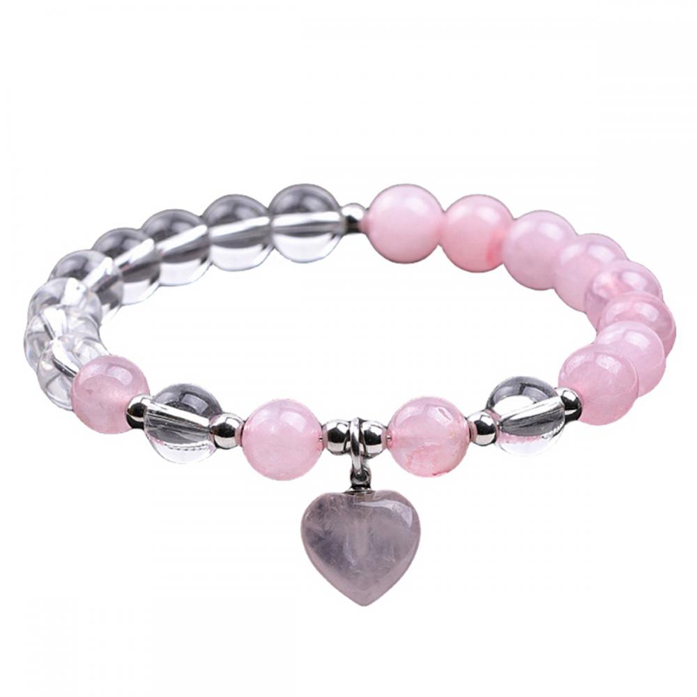 Cuadros de cuarzo de piedra natural con brazalete estirado de encanto de corazón chakra chakra curación brazalete elástico para mujeres hombres