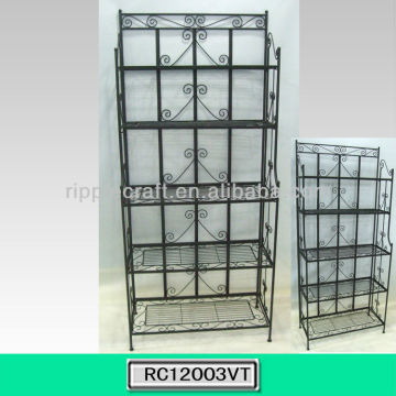 Folding Piper Bakers Rack Five Shelves--Black