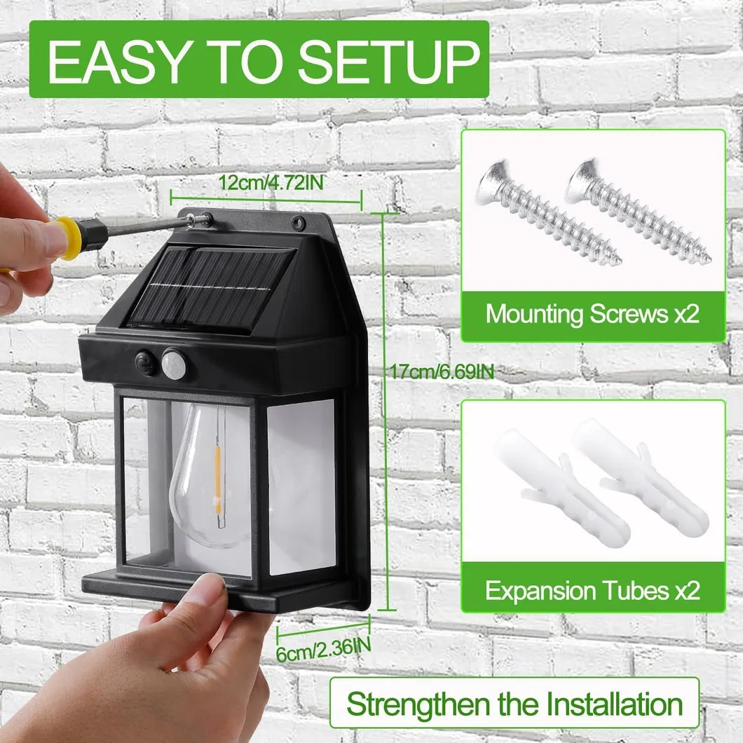 Solar Motion Sensor Outdoor Wall Light with 3 Modes