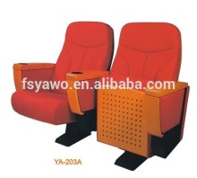 Wooden seat material auditorium chairs with writing desk