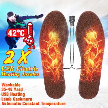 2PCS 5V USB Electric Heated Shoe Insoles Sole Foot Warmer Feet Winter Thermal Heating Insoles Size 35-46