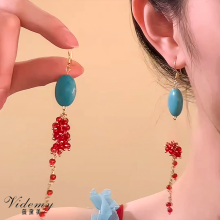 Unique Turquoise Drop Earrings with Ethnic Design