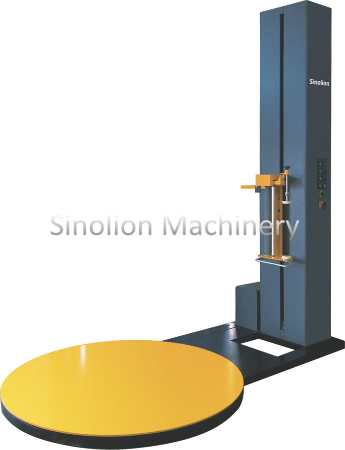 Friction pallet stretching wrapping machine