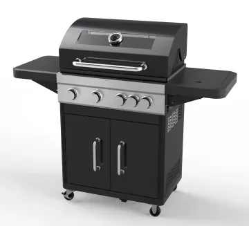 4-Burner Propane Gas Grill with Side Burner and Porcelain-Enameled Cast Iron Grates