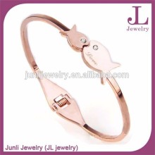 Best Valentine Gift Kissing Fishes Bangle For Lovers Stainless Steel Rose Plated Bangle