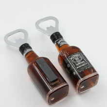Shinny Gifts China Manufacturer Whiskey Plastic Bottle Opener with Fridge Magnet Promo Gifts