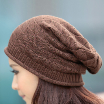 acrylic custom plain knitted slouch beanie hat