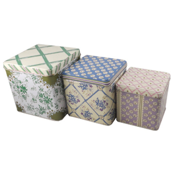 tea tin box wholesale custom empty square tin box set