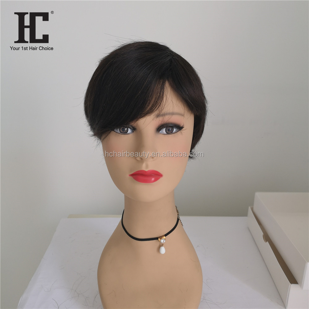 Free Shipping Short Straight Brazilian Human Hair Wig Natural Color #1b /99j Machine Made Human Hair Wigs For Women