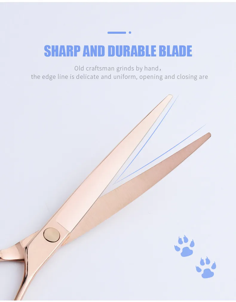 7.5inch Japanese Vg10 Steel Rose Gold Pet Hair Scissor Master Craftsmen Handmade Dog Grooming Scissors