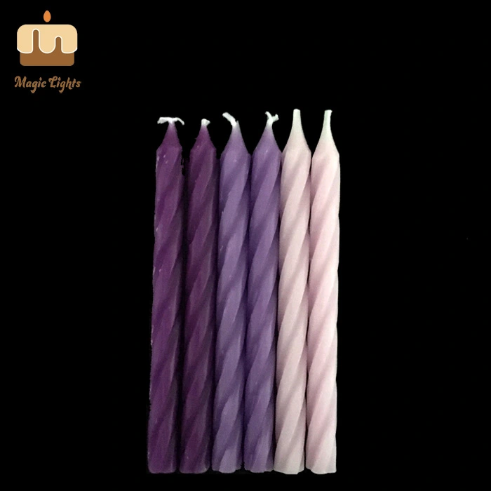 High-End Cake Decoration Purple Ombre Spiral Birthday Candles for Sale