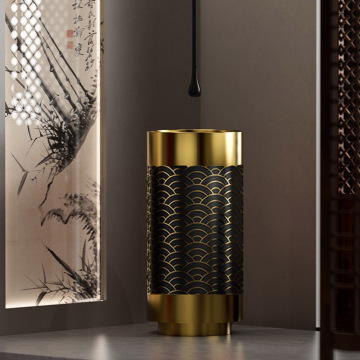 Meiao Circular Bathroom Sink Cylinder Pedestal Sink