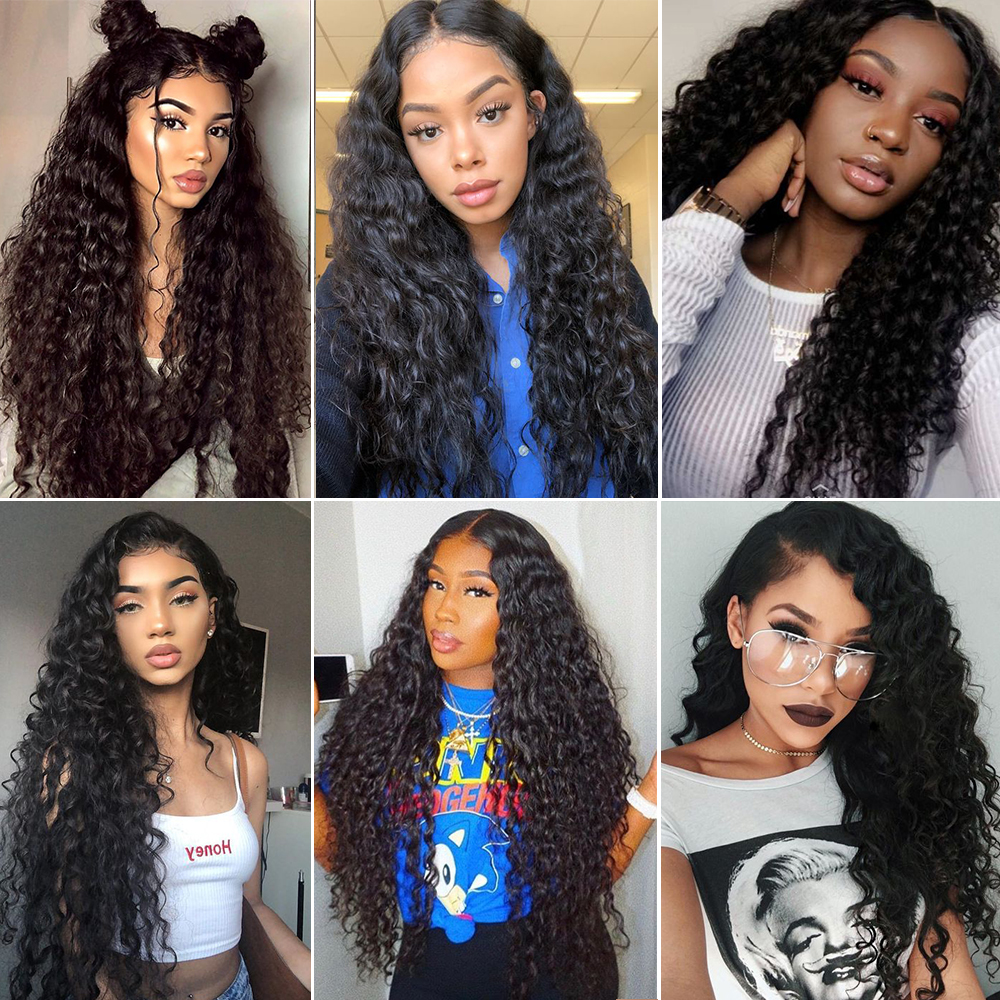 Transparent Lace Front Wig 100% Human Hair Wigs 13*4 Lace Raw Virgin Water Wave Black Wig For Black Women